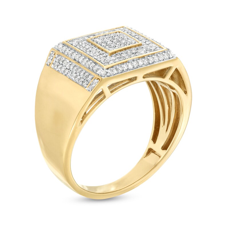 1/2 CT. T.W. Diamond Square Ring in Sterling Silver with 14K Gold Plate