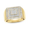 1/2 CT. T.W. Diamond Square Ring in Sterling Silver with 14K Gold Plate - Size 10