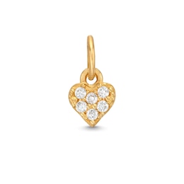 Cubic Zirconia Pavé Heart Bracelet Charm in 14K Semi-Solid Gold
