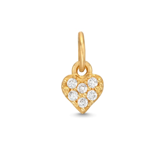 Cubic Zirconia Pavé Heart Bracelet Charm in 14K Semi-Solid Gold