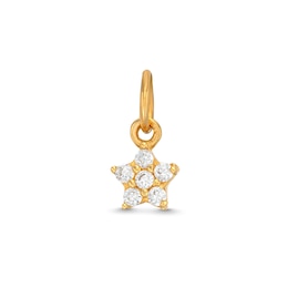 Cubic Zirconia Star Bracelet Charm in 14K Semi-Solid Gold