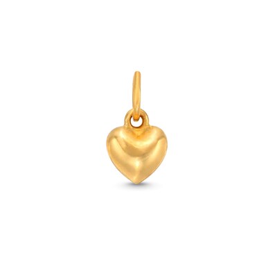 14K Semi-Solid Gold Puffy Heart Bracelet Charm