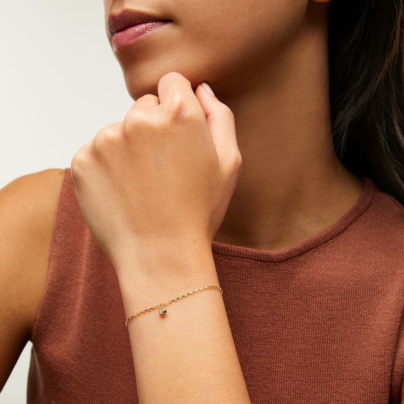 Puffy Heart Bracelet Charm in 14K Semi-Solid Gold