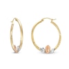 Diamond-Cut Our Lady of Guadalupe Tri-Tone Hoop Earrings in 10K Gold