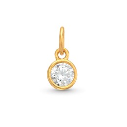 14K Semi-Solid Gold CZ Round Bracelet Charm