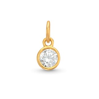14K Semi-Solid Gold CZ Round Bracelet Charm