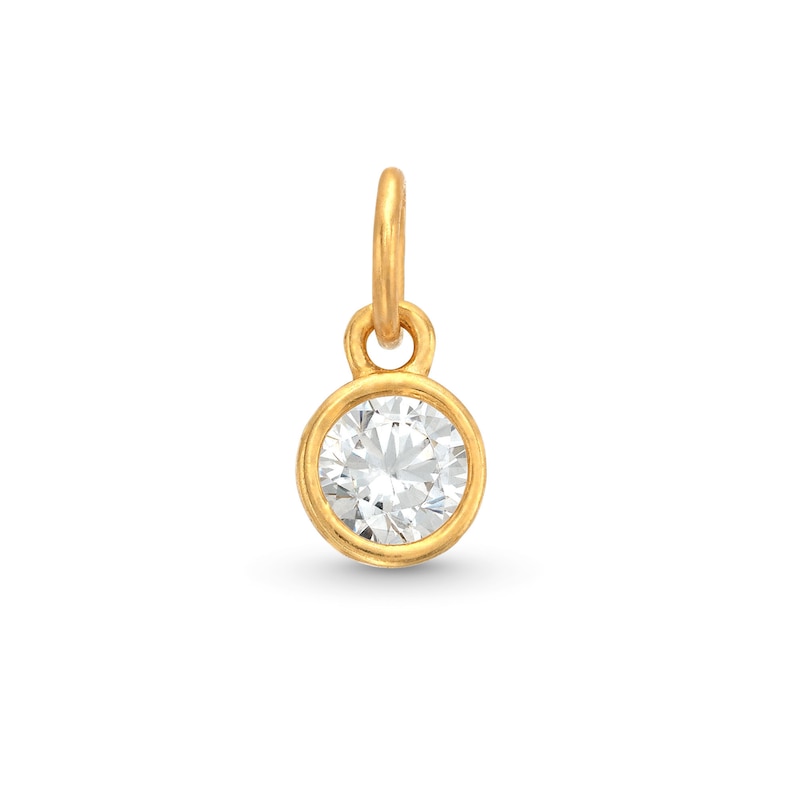 ​​​​​​​Cubic Zirconia Round Bracelet Charm in 14K Semi-Solid Gold