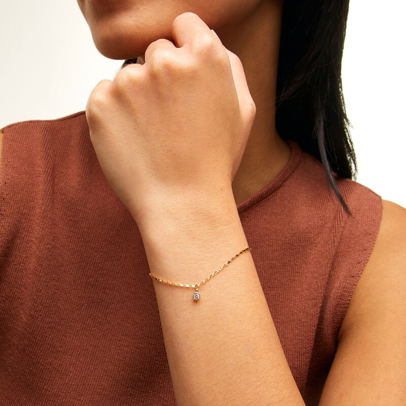 Main Image 2 of 14K Semi-Solid Gold CZ Round Bracelet Charm