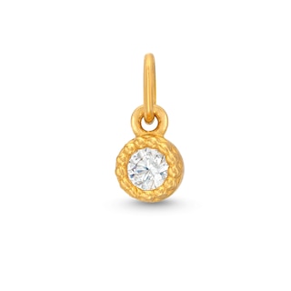 14K Semi-Solid Gold CZ Round Bezel Bracelet Charm