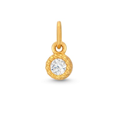 14K Semi-Solid Gold CZ Round Bezel Bracelet Charm