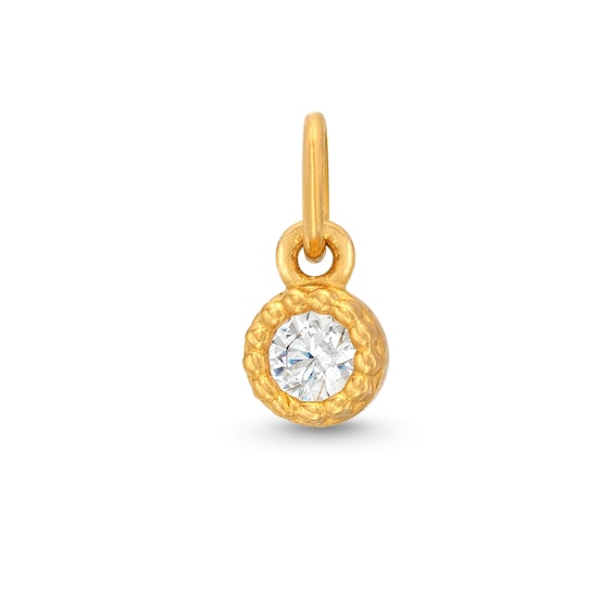 Cubic Zirconia Round Bezel Bracelet Charm in 14K Semi-Solid Gold