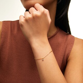 14K Semi-Solid Gold CZ Round Bezel Bracelet Charm
