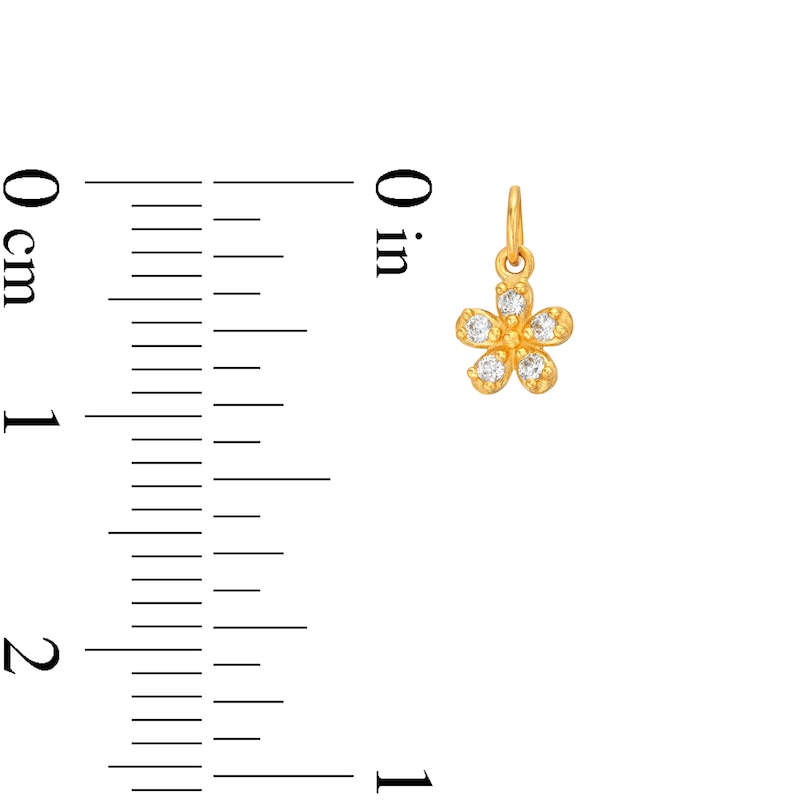 Cubic Zirconia Flower Bracelet Charm in 14K Semi-Solid Gold
