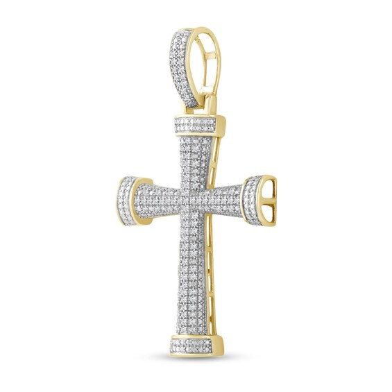 1/4 CT. T.W. Diamond Pavé Bold Cross Necklace Charm in Sterling Silver with 14K Gold Plate