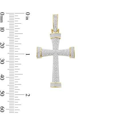 1/4 CT. T.W. Diamond Pavé Bold Cross Necklace Charm in Sterling Silver with 14K Gold Plate