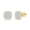 Thumbnail Image 0 of 1/4 CT. T.W. Diamond Rope Edge Stud Earrings in Sterling Silver with 14K Gold Plate