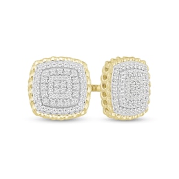 1/4 CT. T.W. Diamond Rope Edge Stud Earrings in Sterling Silver with 14K Gold Plate