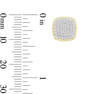 1/4 CT. T.W. Diamond Rope Edge Stud Earrings in Sterling Silver with 14K Gold Plate