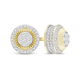 1/6 CT. T.W. Diamond Raised Round Stud Earrings in Sterling Silver with 14K Gold Plate