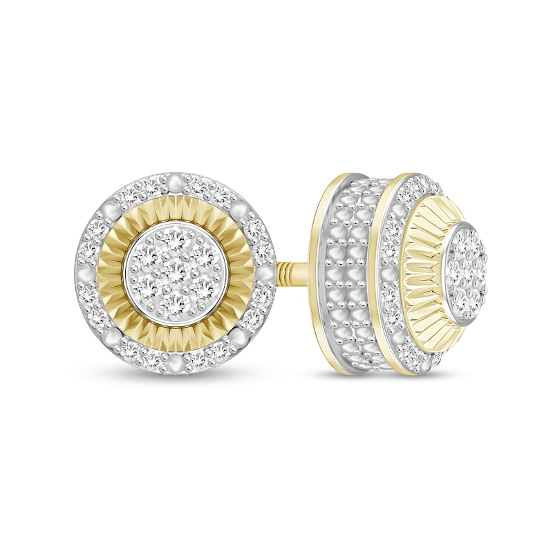 1/6 CT. T.W. Diamond Raised Round Stud Earrings in Sterling Silver with 14K Gold Plate