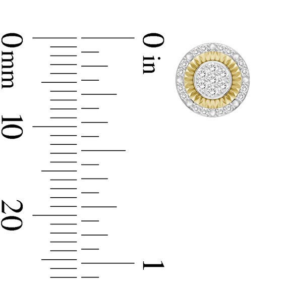 1/6 CT. T.W. Diamond Raised Round Stud Earrings in Sterling Silver with 14K Gold Plate