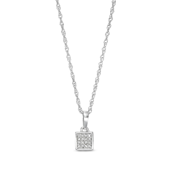 1/10 CT. T.W. Diamond Square Cluster Necklace in Sterling Silver