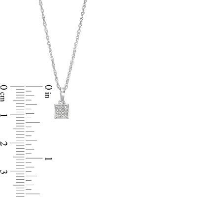 1/10 CT. T.W. Diamond Square Cluster Necklace in Sterling Silver