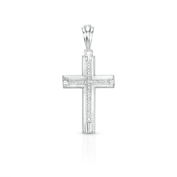 1/5 CT. T.W. Diamond Cross Necklace Charm in Sterling Silver