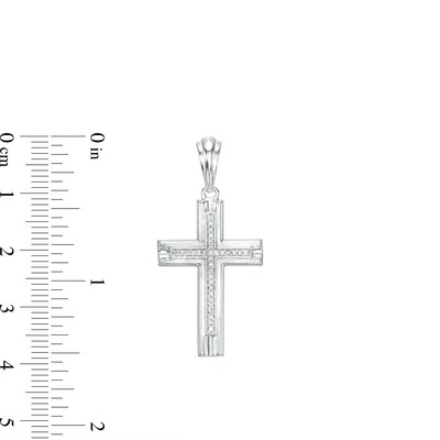 1/5 CT. T.W. Diamond Cross Necklace Charm in Sterling Silver