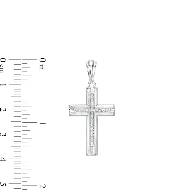 1/5 CT. T.W. Diamond Cross Necklace Charm in Sterling Silver