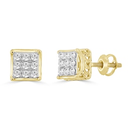 1/6 CT. T.W. Diamond Square Face Stud Earrings in 10K Gold