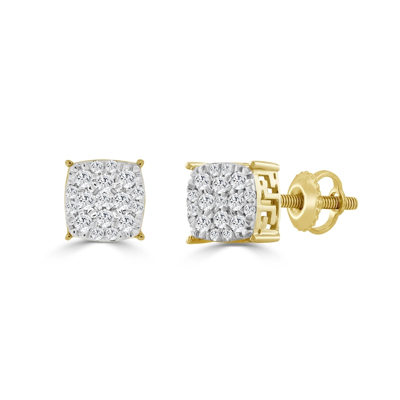 1/4 CT. T.W. Diamond Greek Gallery Stud Earrings in 10K Gold