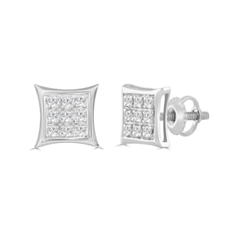 1/20 CT. T.W. Diamond Concave Square Earrings in Sterling Silver