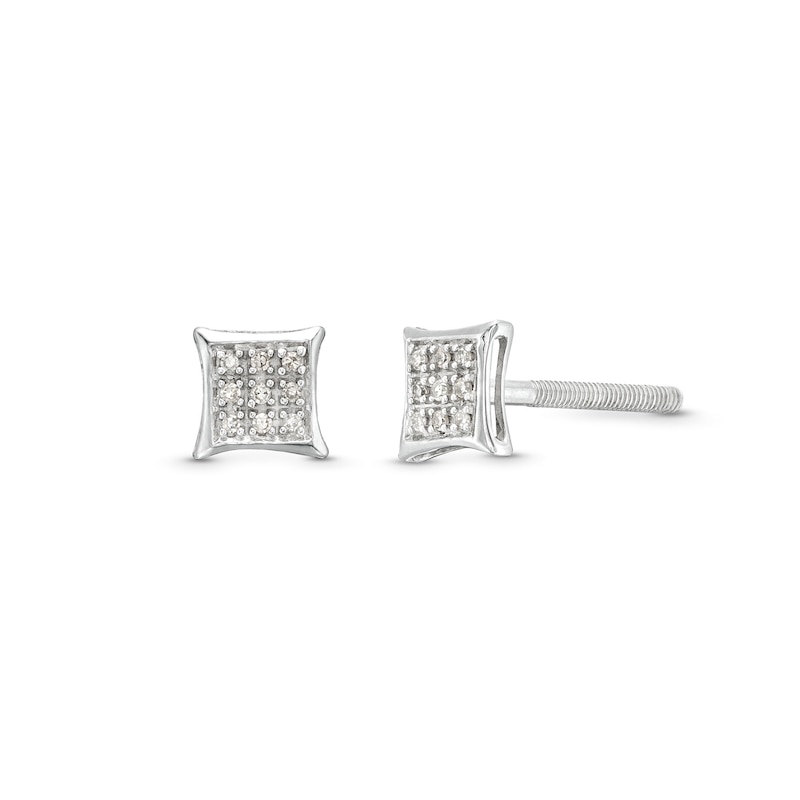 1/20 CT. T.W. Diamond Concave Square Earrings in Sterling Silver