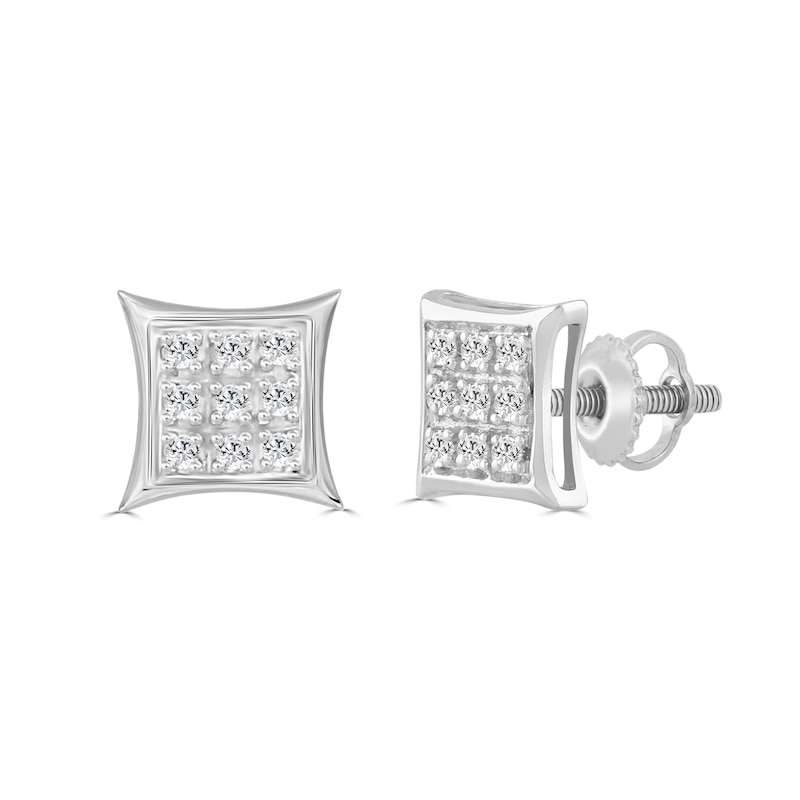 1/20 CT. T.W. Diamond Concave Square Earrings in Sterling Silver