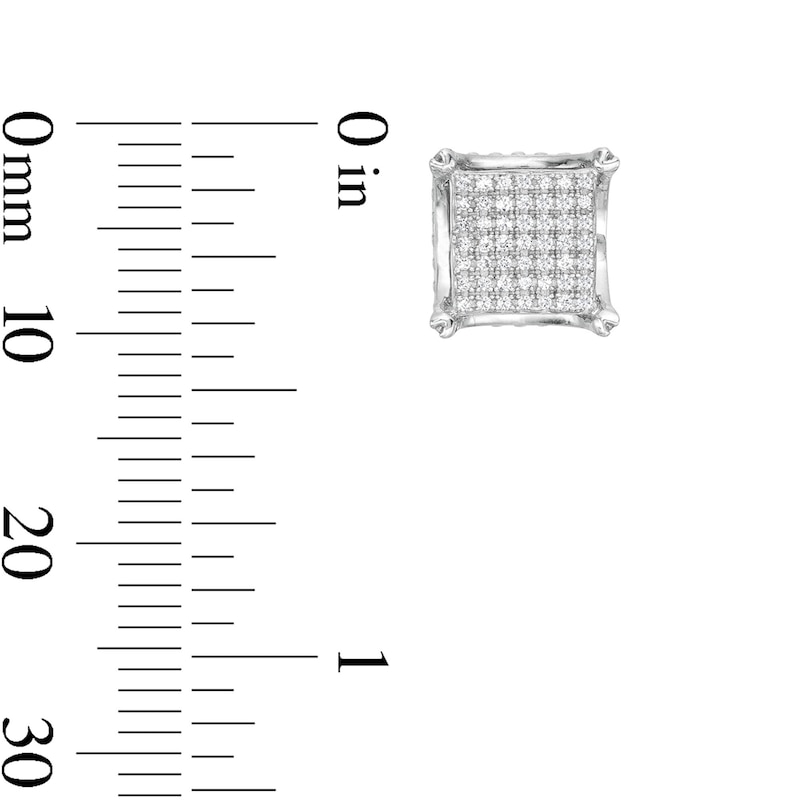 Main Image 2 of 1/6 CT. T.W. Diamond Square Crown Stud Earrings in Sterling Silver