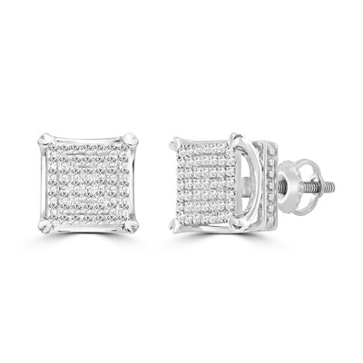 1/4 CT. T.W. Diamond Square Earrings in Sterling Silver
