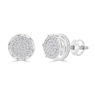 1/ CT. T.W. Diamond Crown Cluster Stud Earrings in Sterling Silver