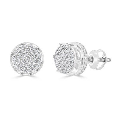 1/ CT. T.W. Diamond Crown Cluster Stud Earrings in Sterling Silver