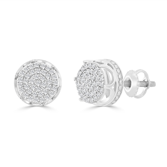 1/ CT. T.W. Diamond Crown Cluster Stud Earrings in Sterling Silver