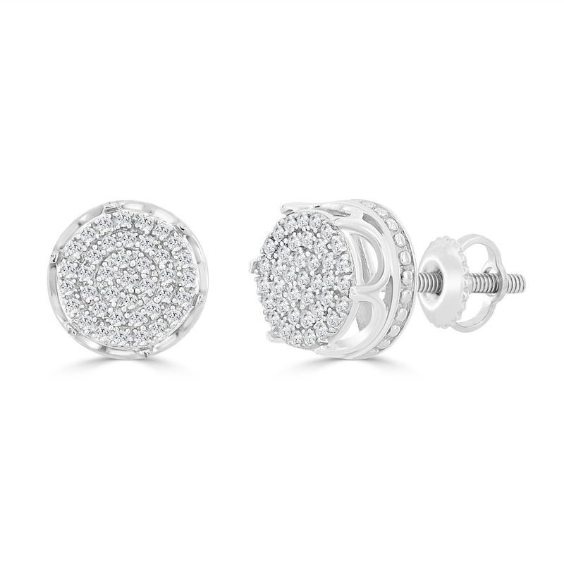 1/ CT. T.W. Diamond Crown Cluster Stud Earrings in Sterling Silver