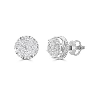 1/3 CT. T.W. Diamond Crown Cluster Stud Earrings in Sterling Silver
