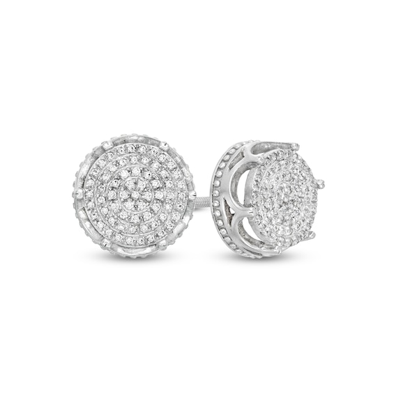 1/ CT. T.W. Diamond Crown Cluster Stud Earrings in Sterling Silver