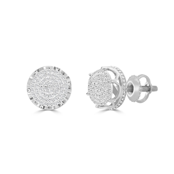 1/ CT. T.W. Diamond Crown Cluster Stud Earrings in Sterling Silver