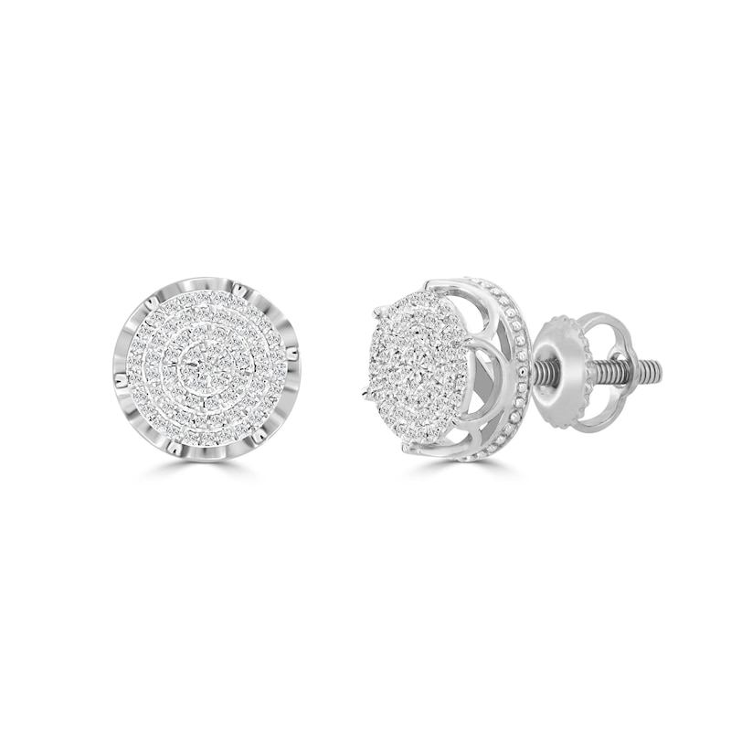 1/3 CT. T.W. Diamond Crown Cluster Stud Earrings in Sterling Silver