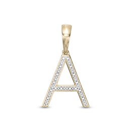 1/20 CT. T.W. Diamond A Initial Necklace Charm in Sterling Silver with 14K Gold Plate