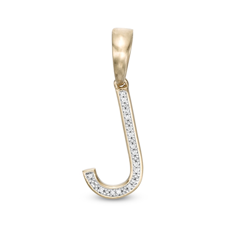 1/20 CT. T.W. Diamond J Initial Necklace Charm in Sterling Silver with 14K Gold Plate