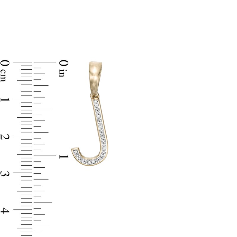 Main Image 2 of 1/20 CT. T.W. Diamond J Initial Necklace Charm in Sterling Silver with 14K Gold Plate