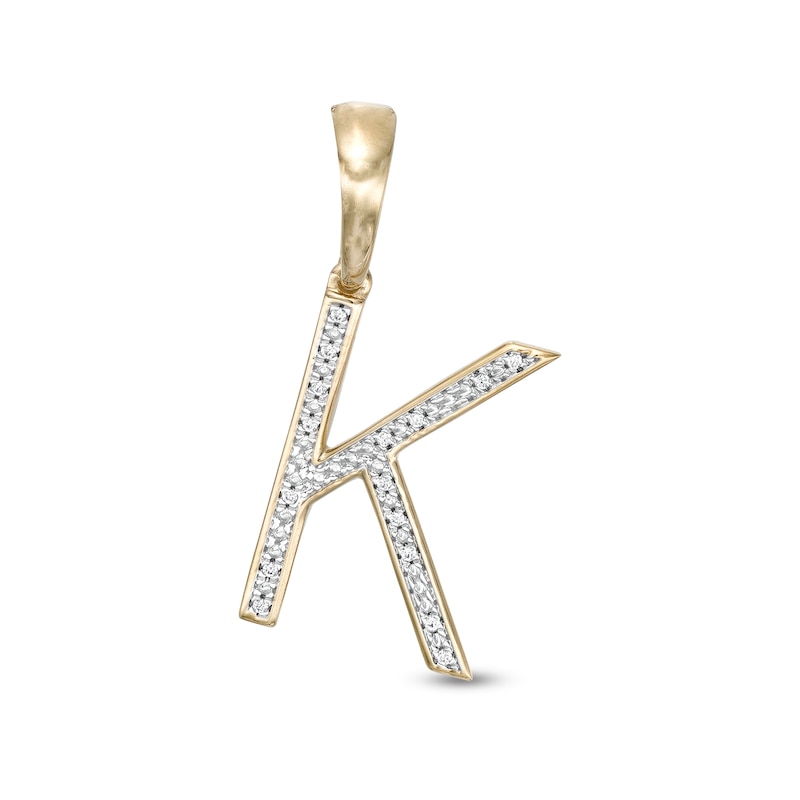 1/20 CT. T.W. Diamond K Initial Necklace Charm in Sterling Silver with 14K Gold Plate