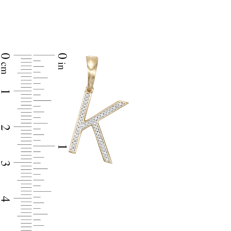 1/20 CT. T.W. Diamond K Initial Necklace Charm in Sterling Silver with 14K Gold Plate